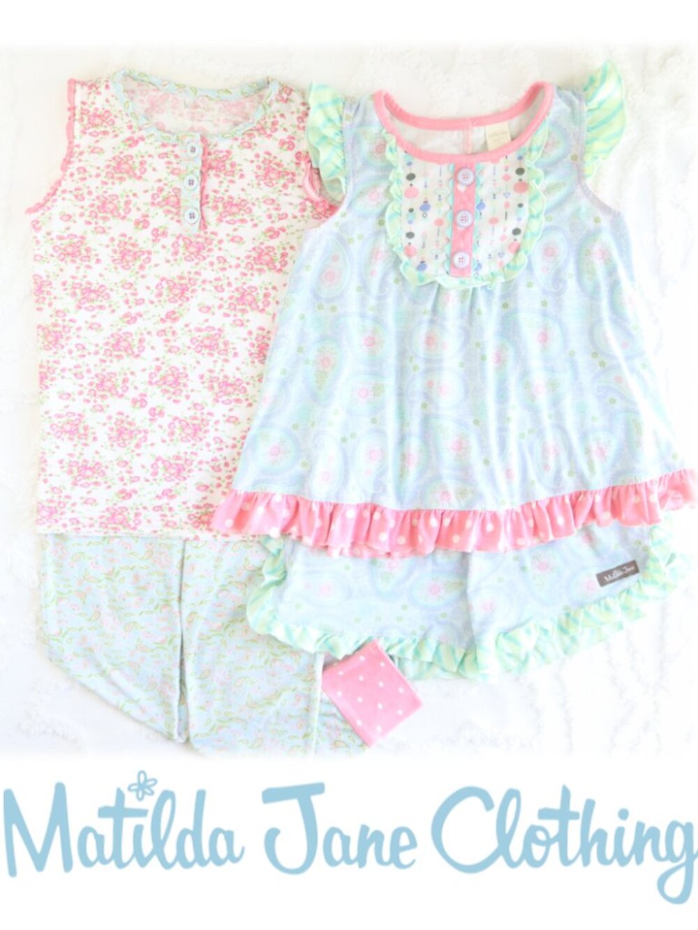 Matilda Jane | Bed Head In For The Night Paisley Floral Ruffle PJ Set Bundle Lot